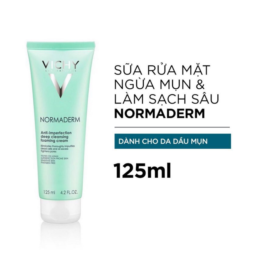 Sữa Rửa Mặt Ngừa Mụn & Se Khít Lỗ Chân Lông Vichy Normaderm Anti-Imperfection Deep Cleansing Foaming Cream (125ml) 