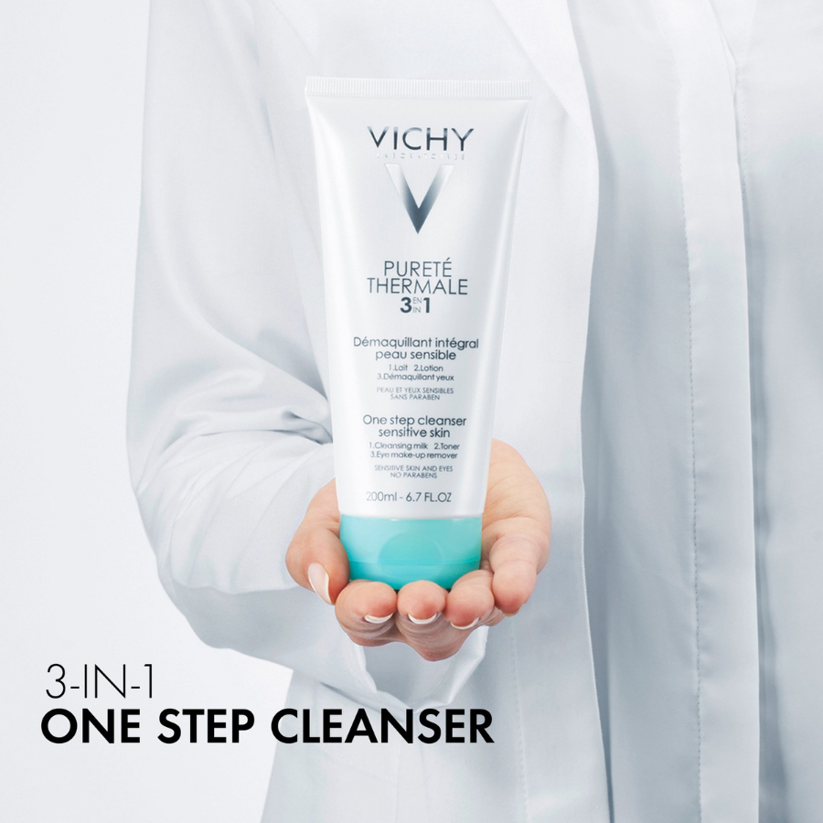 Sữa Rửa Mặt Tẩy Trang 03 Tác Động Vichy Pureté Thermale 3in1 One Step Cleanser Sensitive Skin (200ml) 