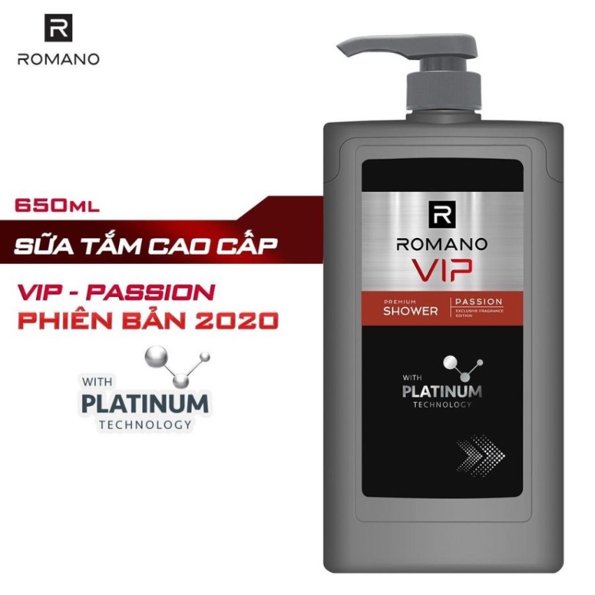 Sữa Tắm Cao Cấp Cho Nam Romano Vip Premium Shower Passion (650g) 