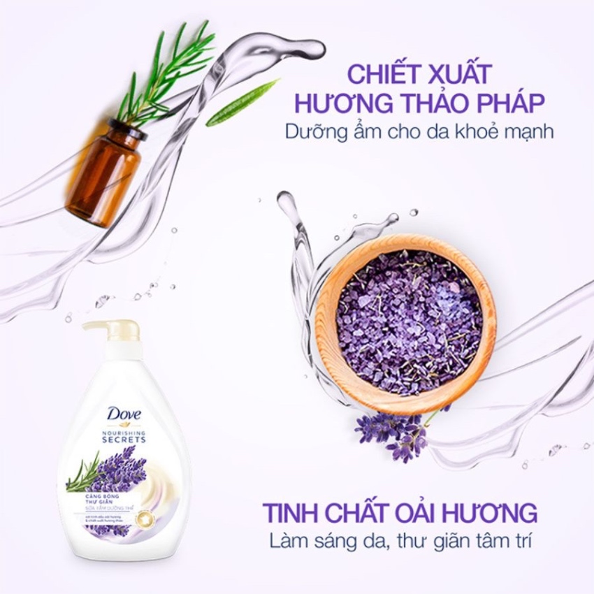 Sữa Tắm Dove Căng Bóng Sáng Mịn Hương Thảo & Lavender (527ml)