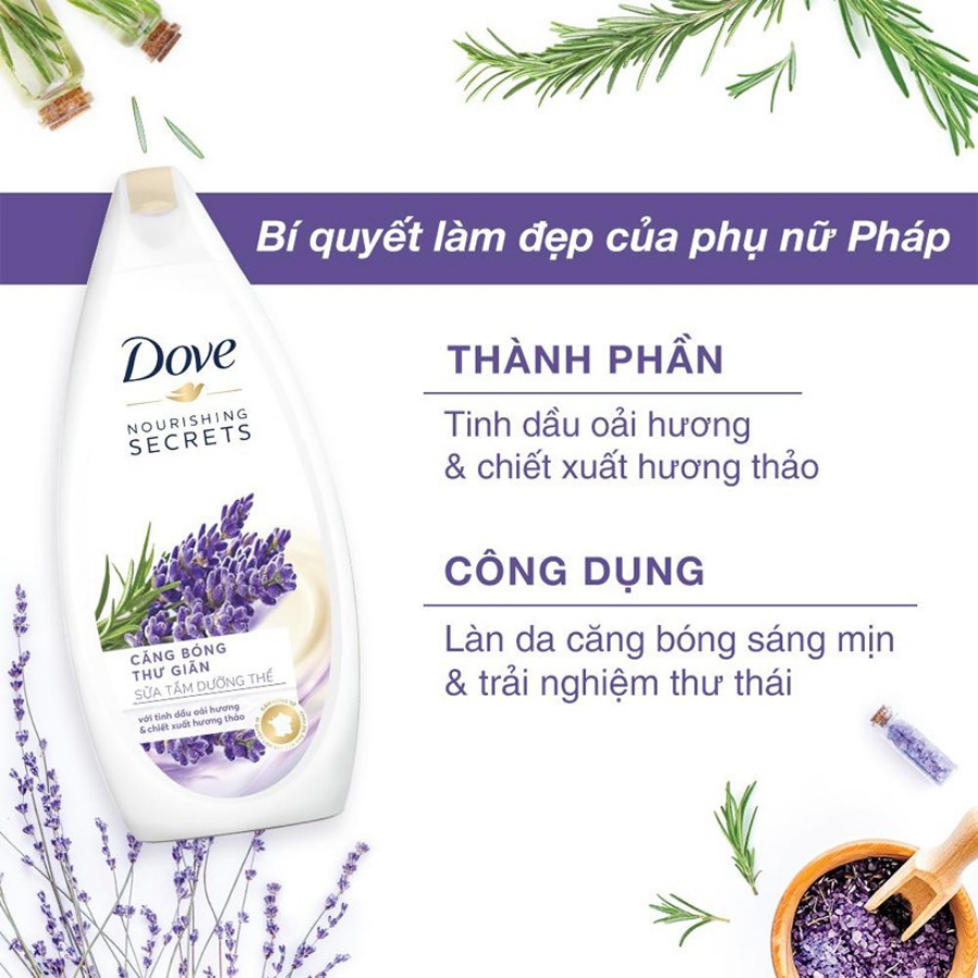Sữa Tắm Căng Bóng Thư Giãn Dove - Từ Oải Hương (530g) 