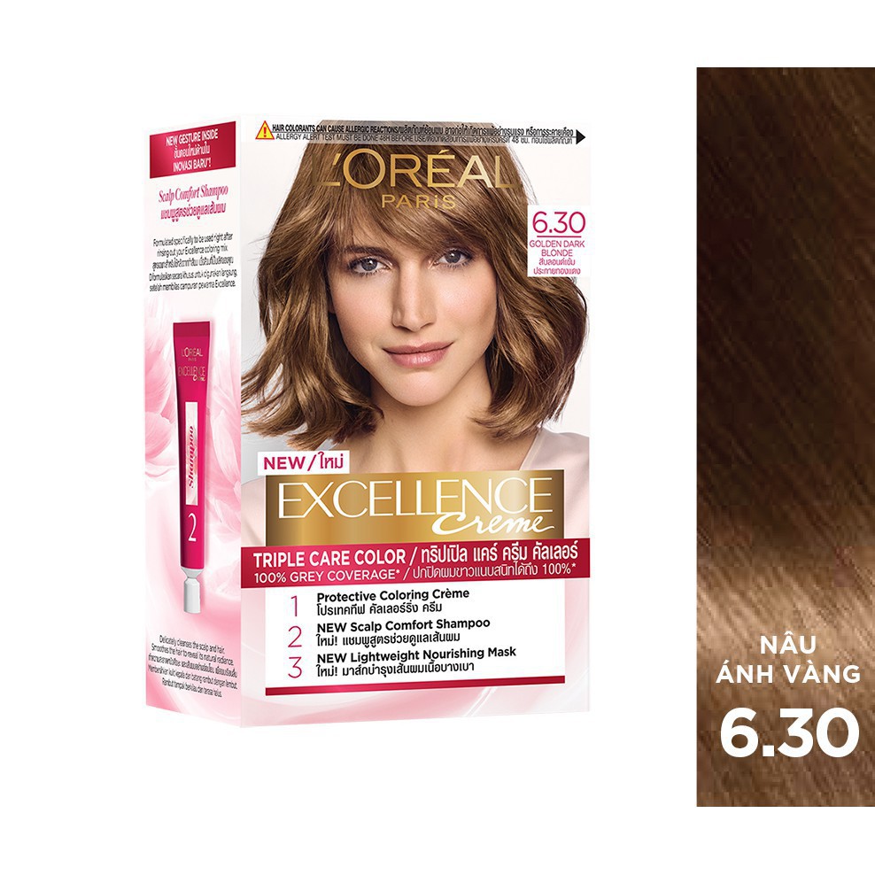 Kem Nhuộm Dưỡng Tóc L'Oréal Excellence Fashion Hair Color Cream - 6.30 Nâu Ánh Vàng (172ml) 