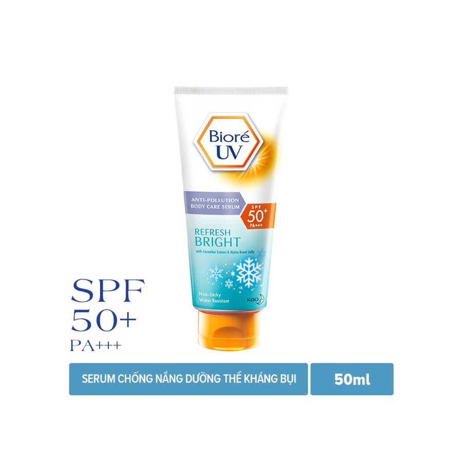 Tinh Chất Chống Nắng Dưỡng Thể Sáng Mịn Mát Lạnh Bioré UV Anti-Pollution Body Care Serum Refresh Bright SPF 50+/PA+++ (50ml)