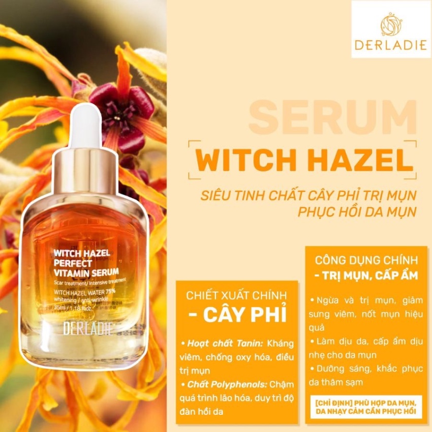 Tinh Chất Trị Sẹo Derladie Witch Hazel Perfect Vitamin Serum (35ml)