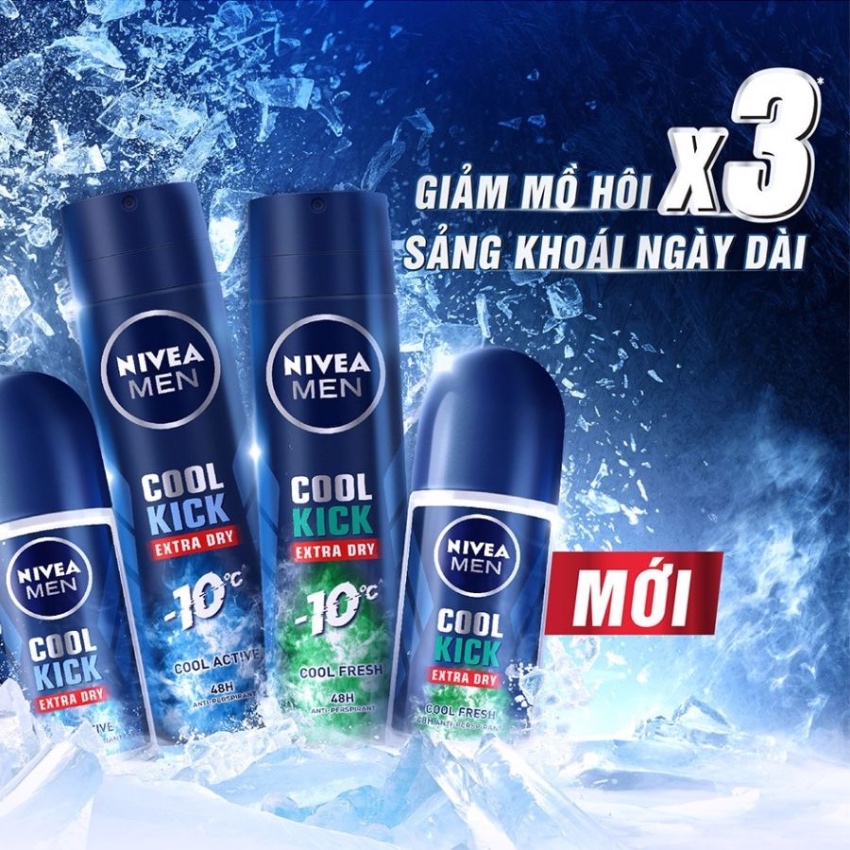 Xịt Khử Mùi Mát Lạnh Cho Nam Nivea Men Cool Kick Extra Dry Cool Active (150ml)