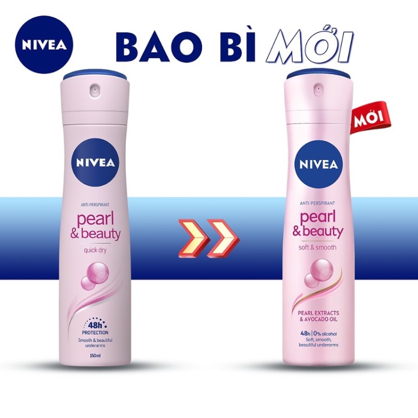 Xịt Khử Mùi Ngọc Trai Quyến Rũ Nivea Pearl & Beauty Anti-Perspirant Deodorant (150ml)
