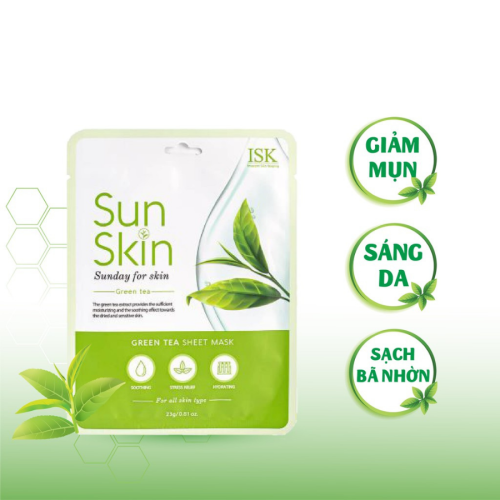 Mặt Nạ Trà Xanh Dưỡng Da Xoá Mụn Beauskin Sun Skin Green Tea Sheet Mask (23g) (Miếng) 