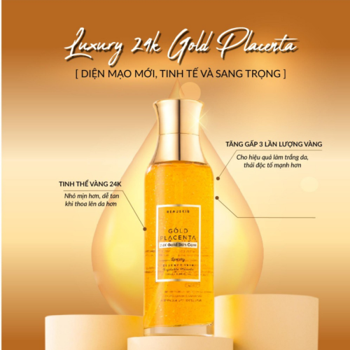 Nước Hoa Hồng Ngừa Lão Hoá Da Beauskin Placenta Luxury Gold 24K (130ml) 