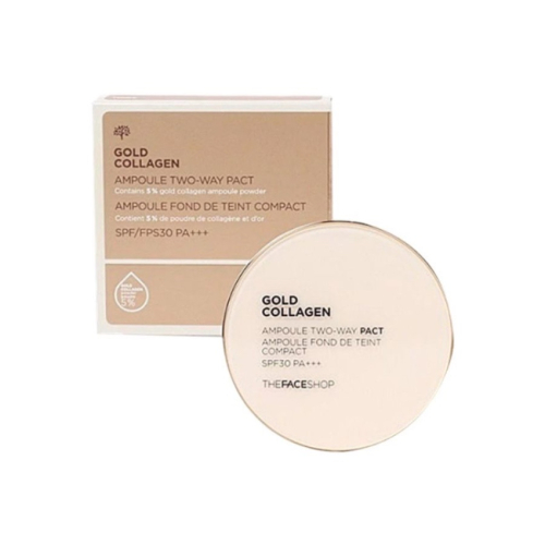 Phấn Phủ Trang Điểm The Face Shop Gold Collagen Ampoule Two-Way Pact N203 (Hộp)