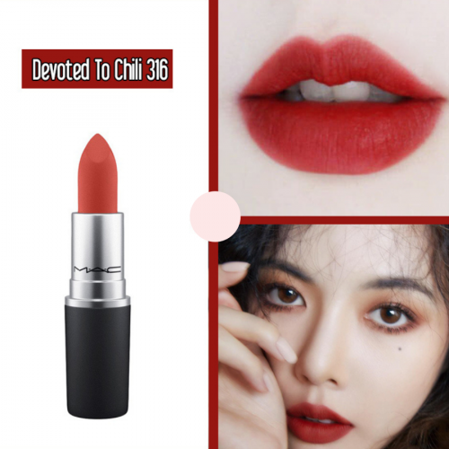 Son Lì MAC Powder Kiss Lipstick - Màu 316 Devoted To Chili: Đỏ Gạch / Đỏ Đất 